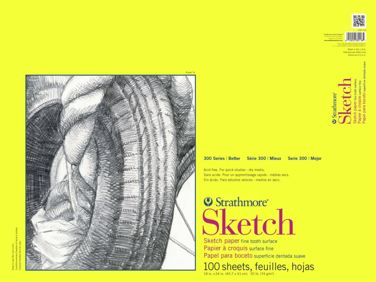 Strathmore 300 Series Sketch Pad 14"X17"-100 Sheets, Glue Bound